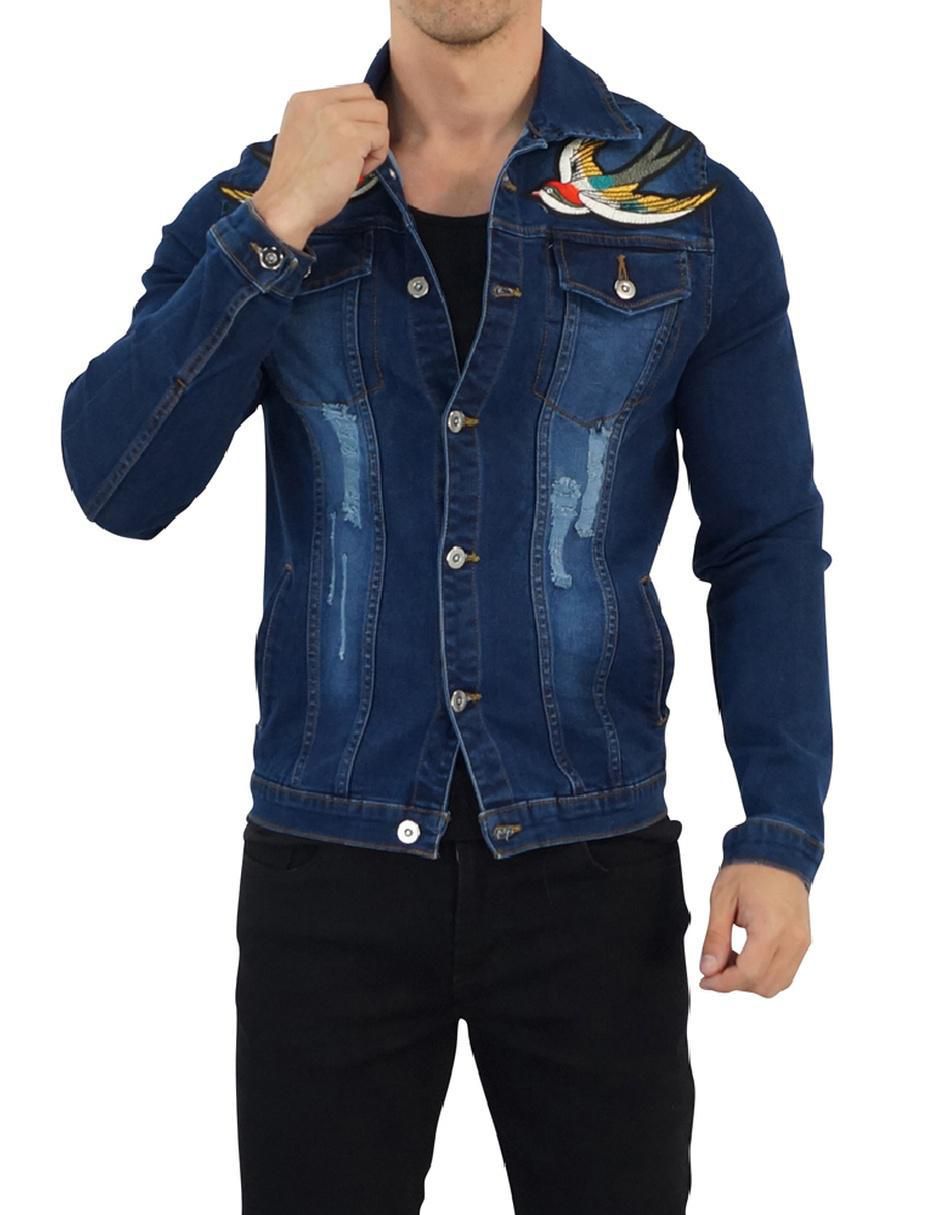 Chamarra denim de mezclilla con bolsillos para hombre 2