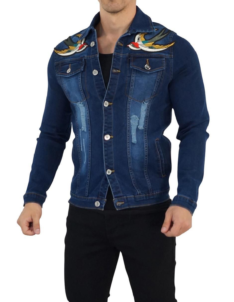 Chamarra denim de mezclilla con bolsillos para hombre 3