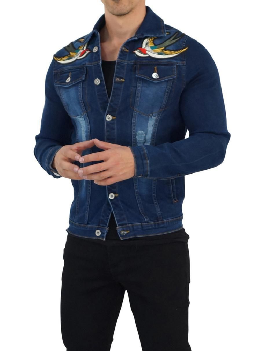 Chamarra denim de mezclilla con bolsillos para hombre 4