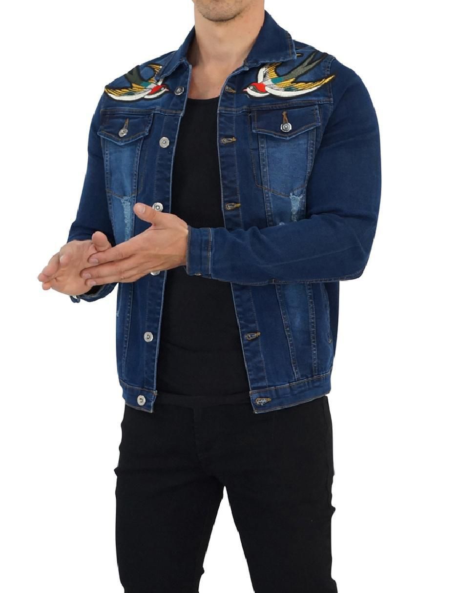 Chamarra denim de mezclilla con bolsillos para hombre 6