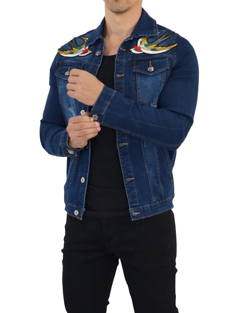Chamarra denim de mezclilla con bolsillos para hombre 7
