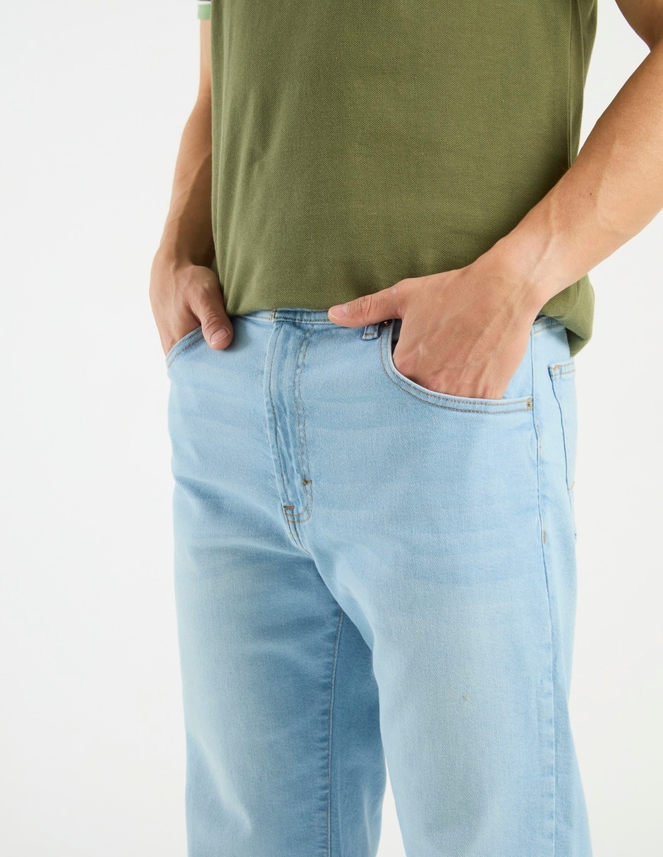 Jeans slim lavado bleach para hombre 4