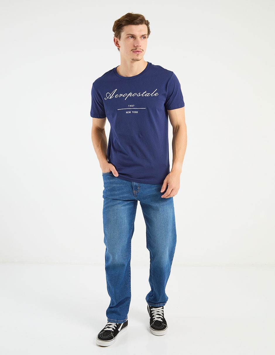 Jeans straight lavado medio para hombre