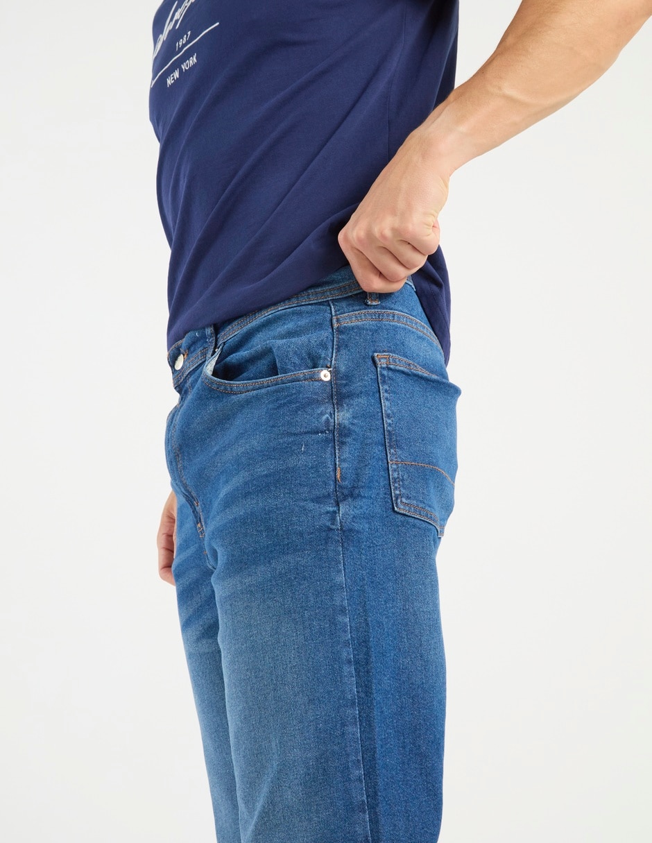 Jeans straight lavado medio para hombre 5
