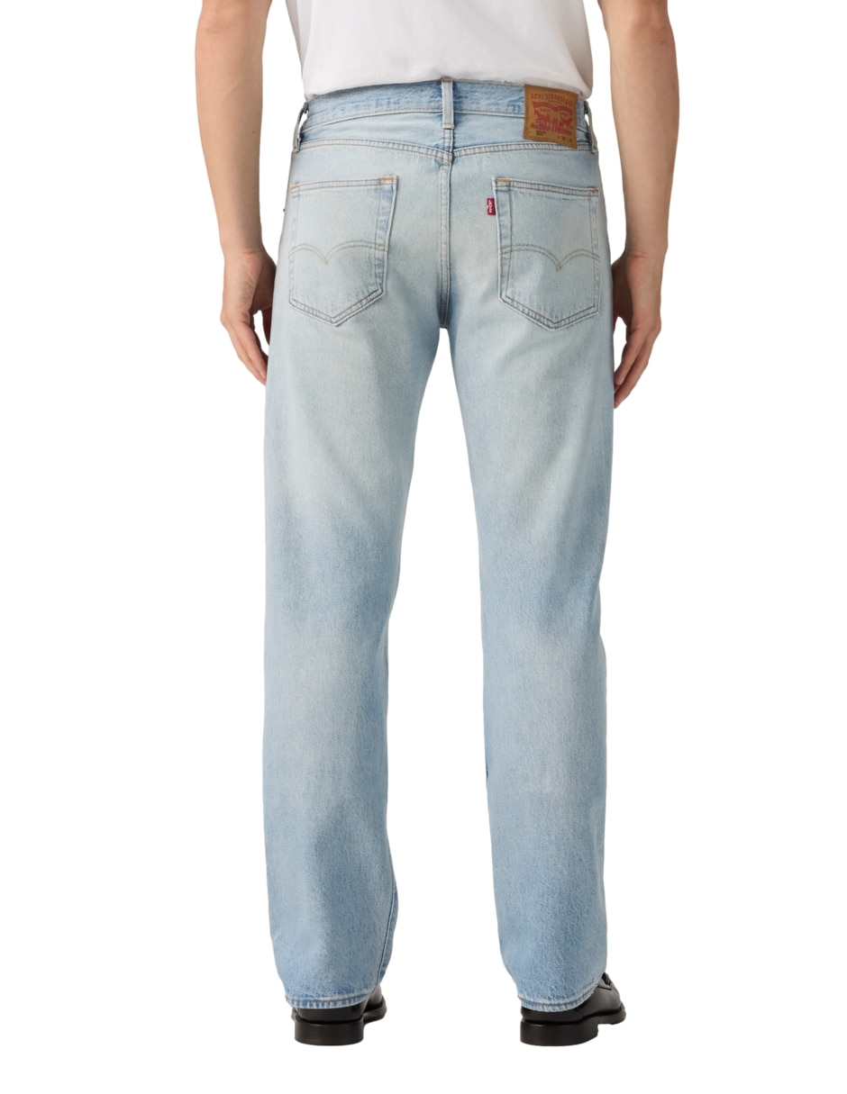 Jeans straight lavado claro para hombre 4