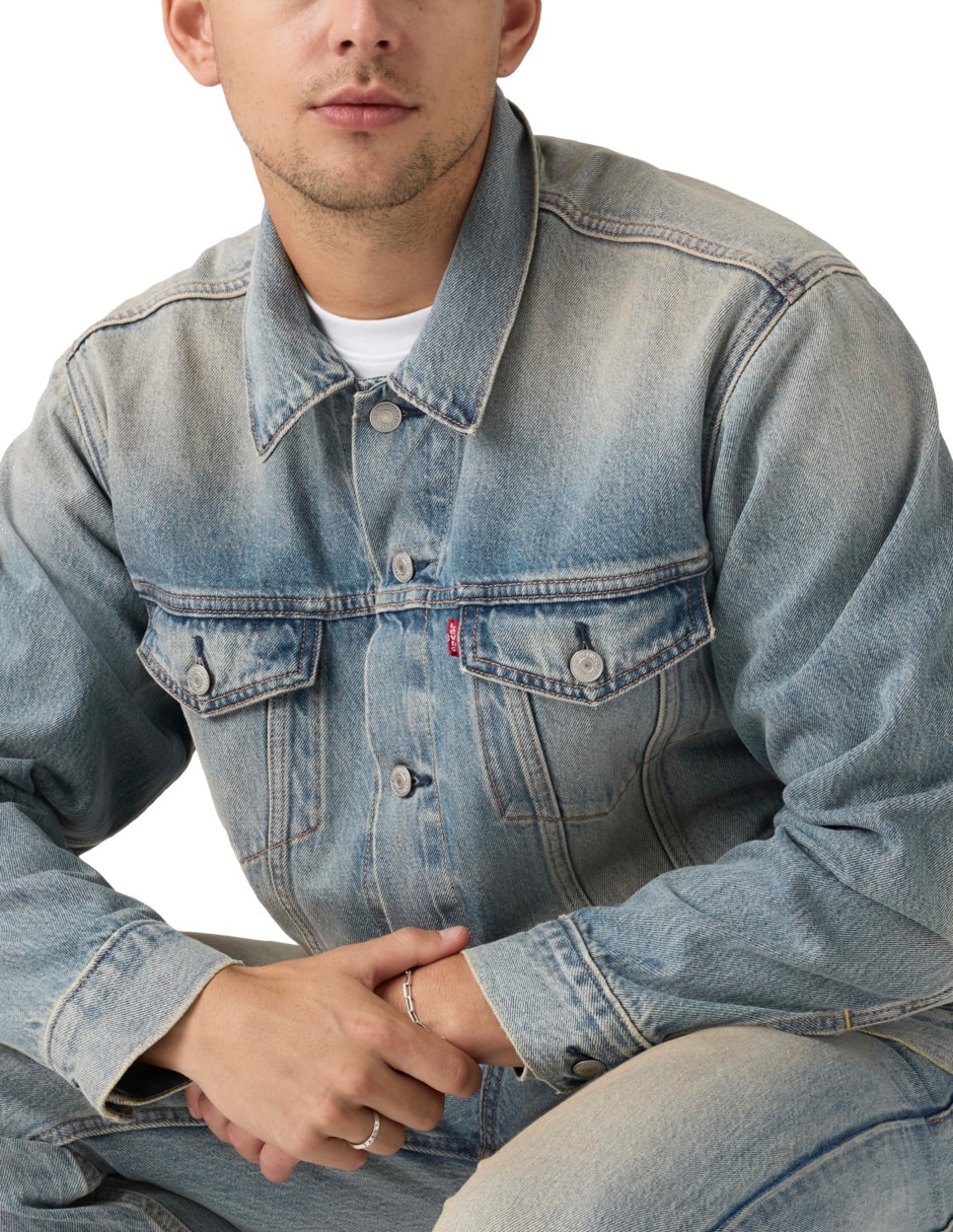 Chamarra denim con bolsillos para hombre 5