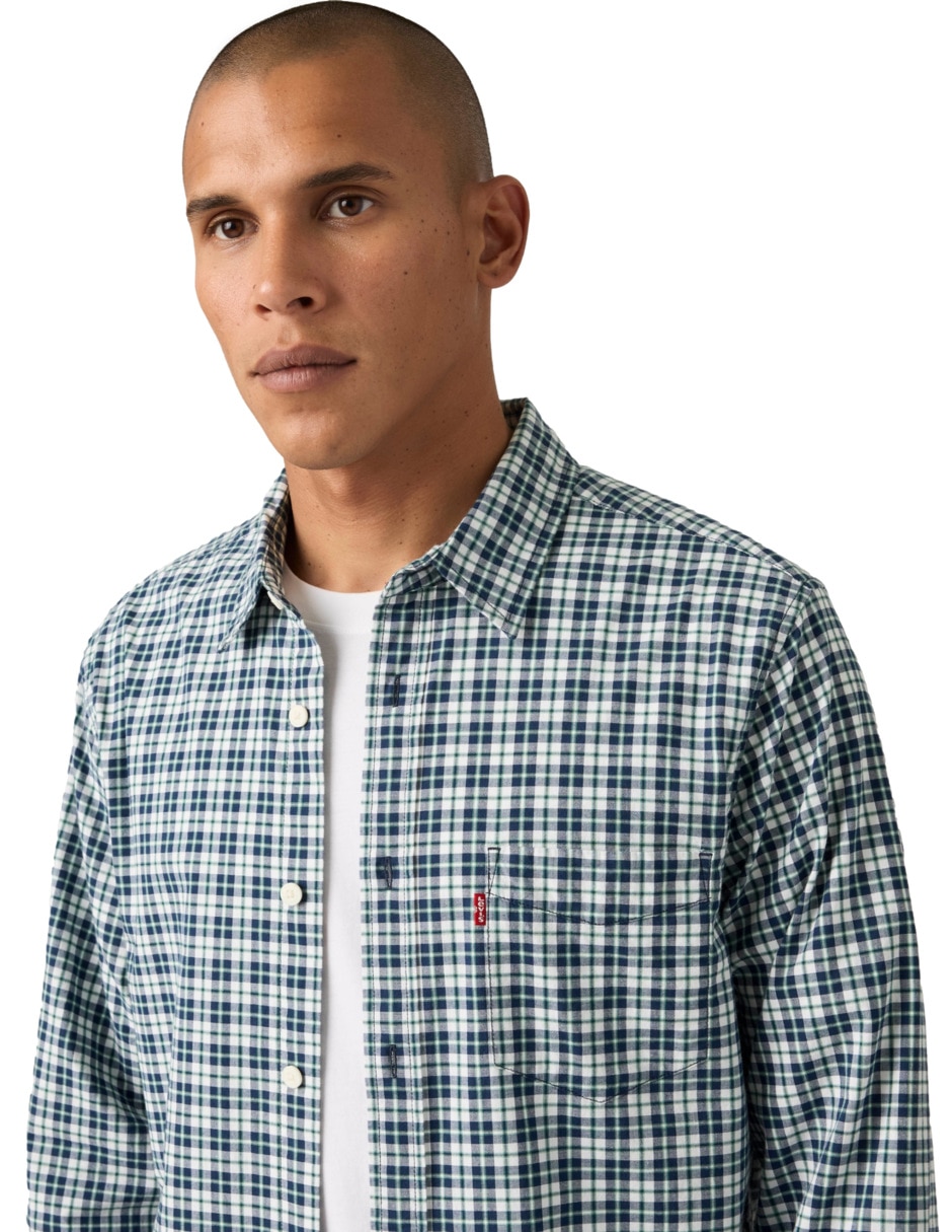 Camisa casual de algodón manga larga para hombre 4