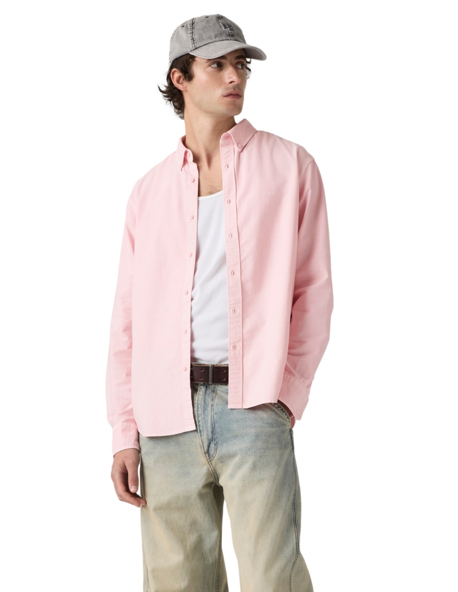 Camisa casual de algodón manga larga para hombre