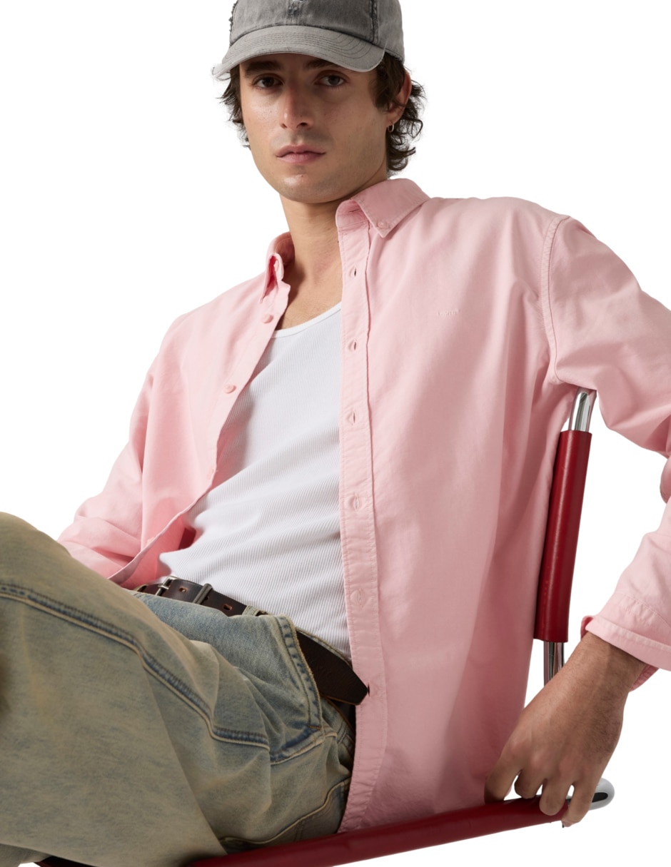 Camisa casual de algodón manga larga para hombre 4