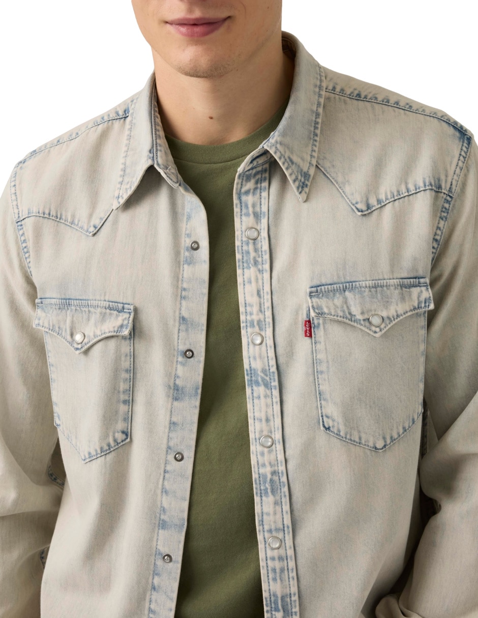 Camisa casual de algodón manga larga para hombre 4
