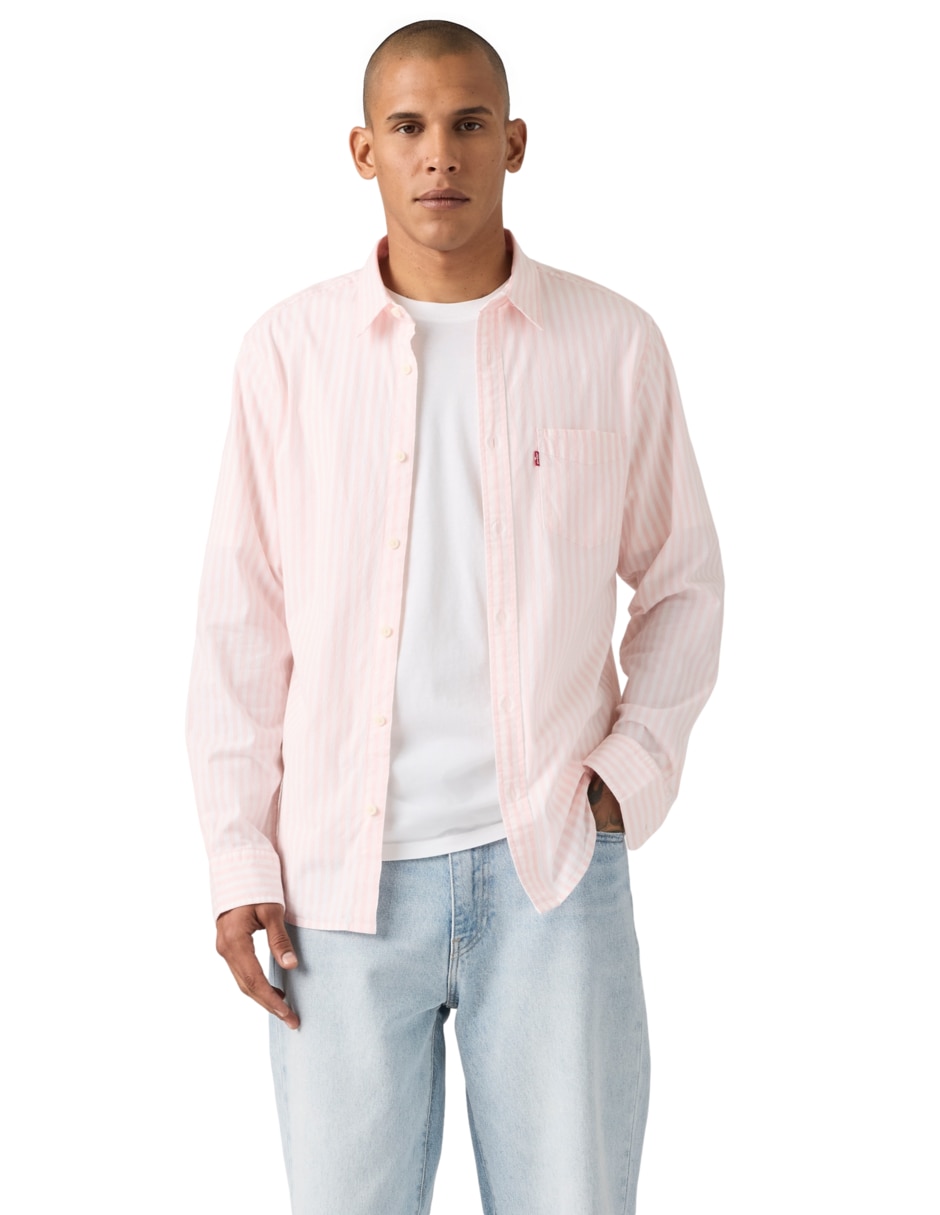 Camisa casual de algodón manga larga para hombre