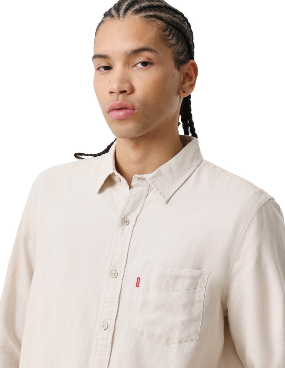 Camisa casual de algodón manga larga para hombre 6