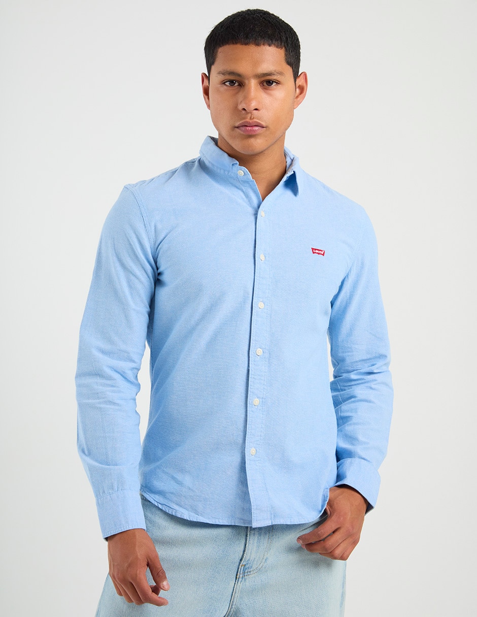 Camisa Casual de algodón manga larga para hombre
