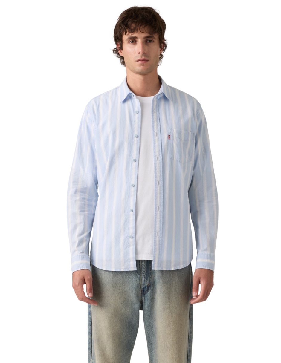 Camisa casual de algodón manga larga para hombre