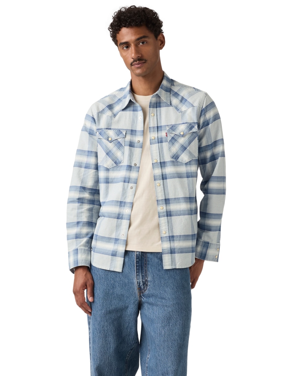 Camisa casual de algodón manga larga para hombre