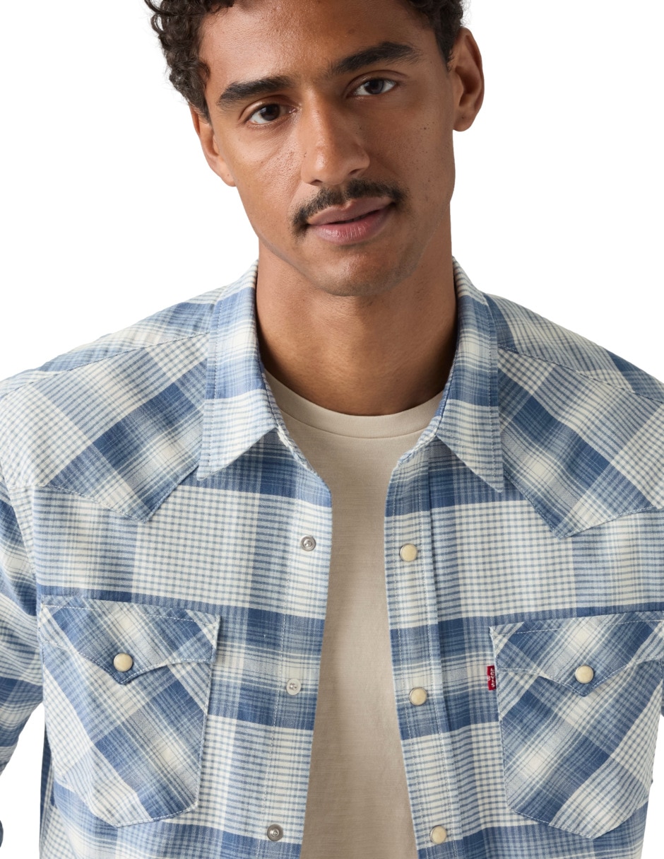 Camisa casual de algodón manga larga para hombre 4
