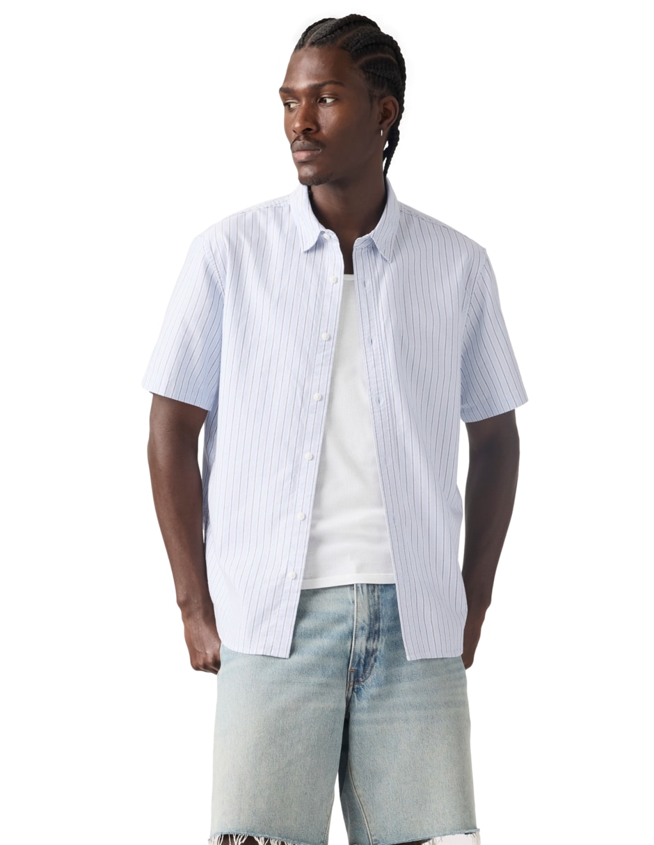 Camisa casual de algodón manga corta para hombre