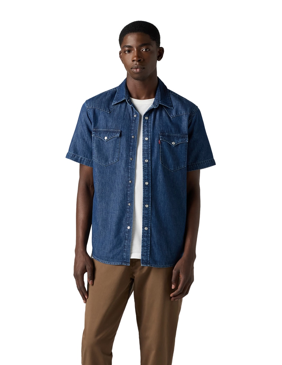 Camisa casual de algodón manga corta para hombre
