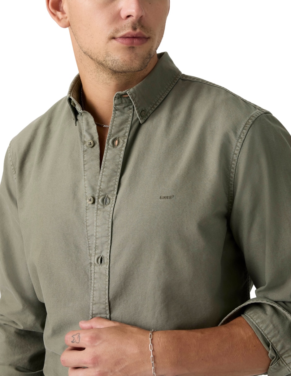 Camisa casual de algodón manga larga para hombre 4