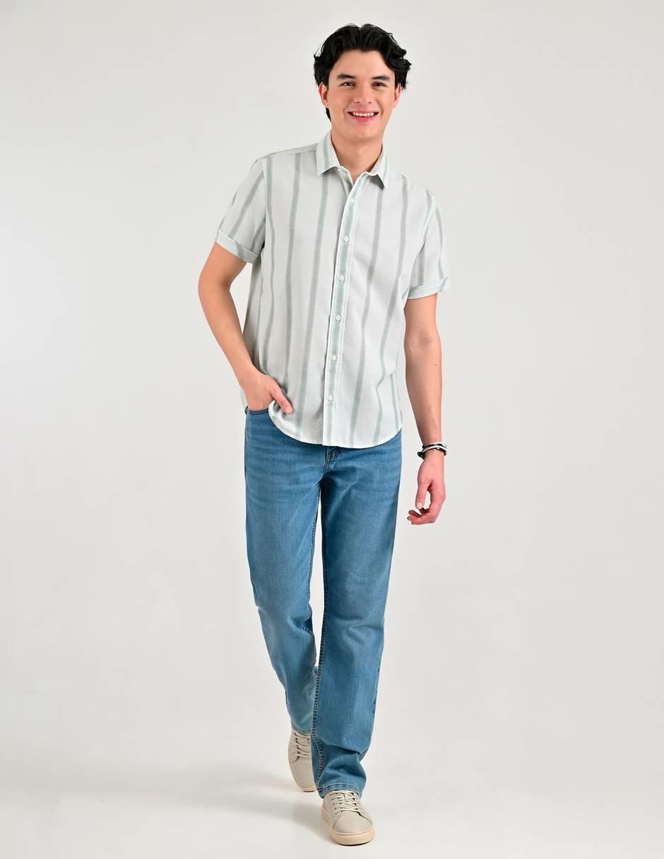 Camisa casual de poliéster y algodón manga corta para hombre 5