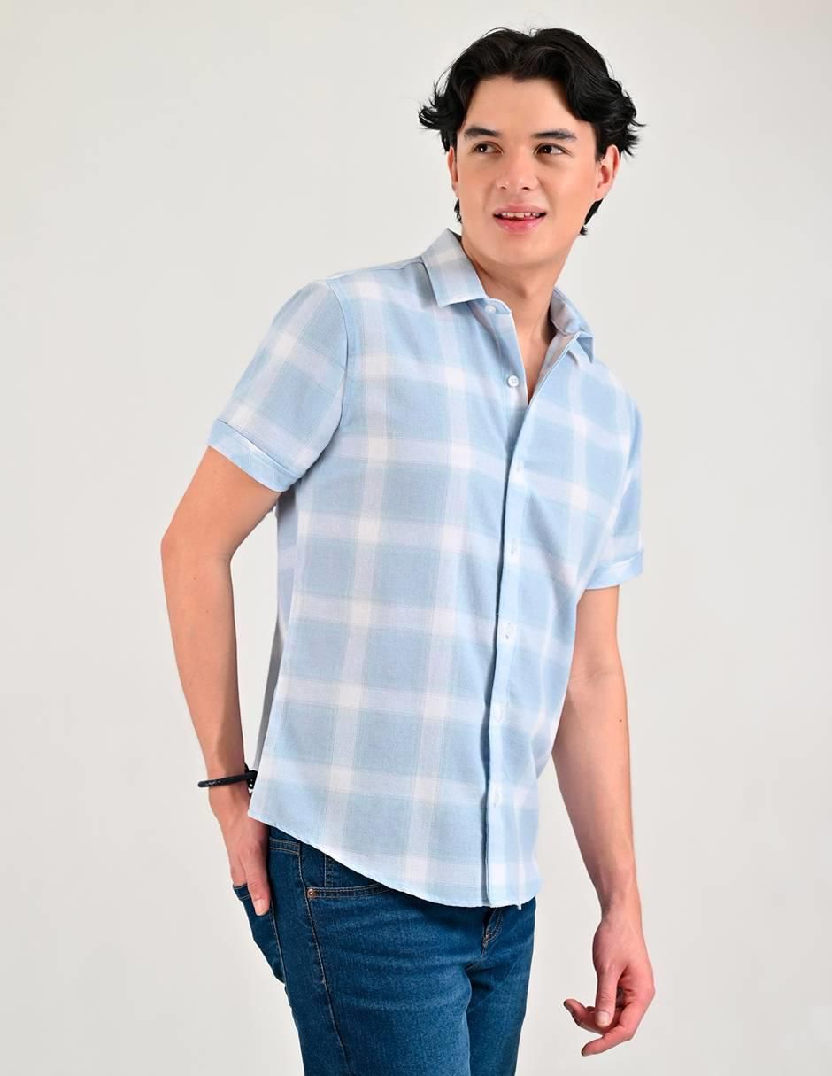 Camisa casual de poliéster y algodón manga corta para hombre 3