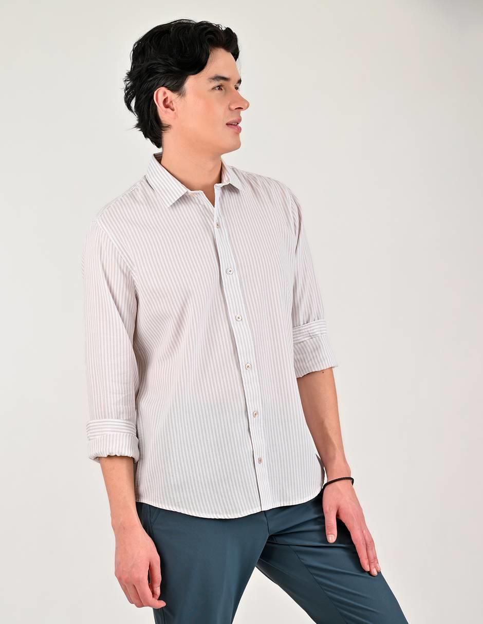 Camisa casual de poliéster y algodón manga larga para hombre 3