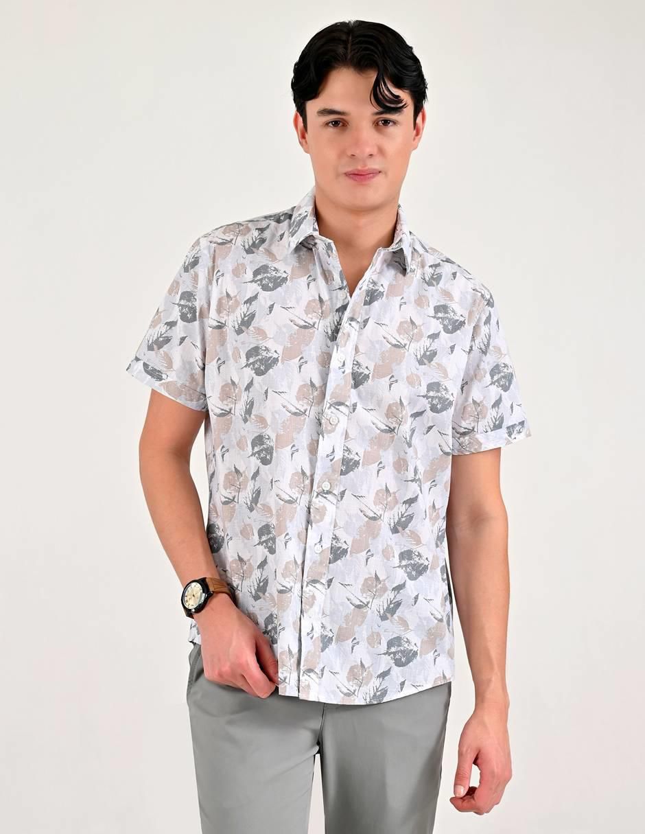 Camisa casual de algodón manga corta para hombre