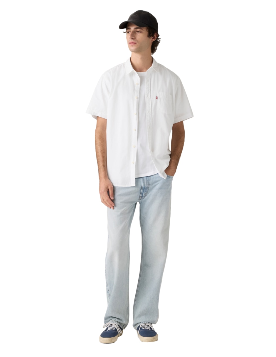 Jeans straight lavado claro para hombre 2
