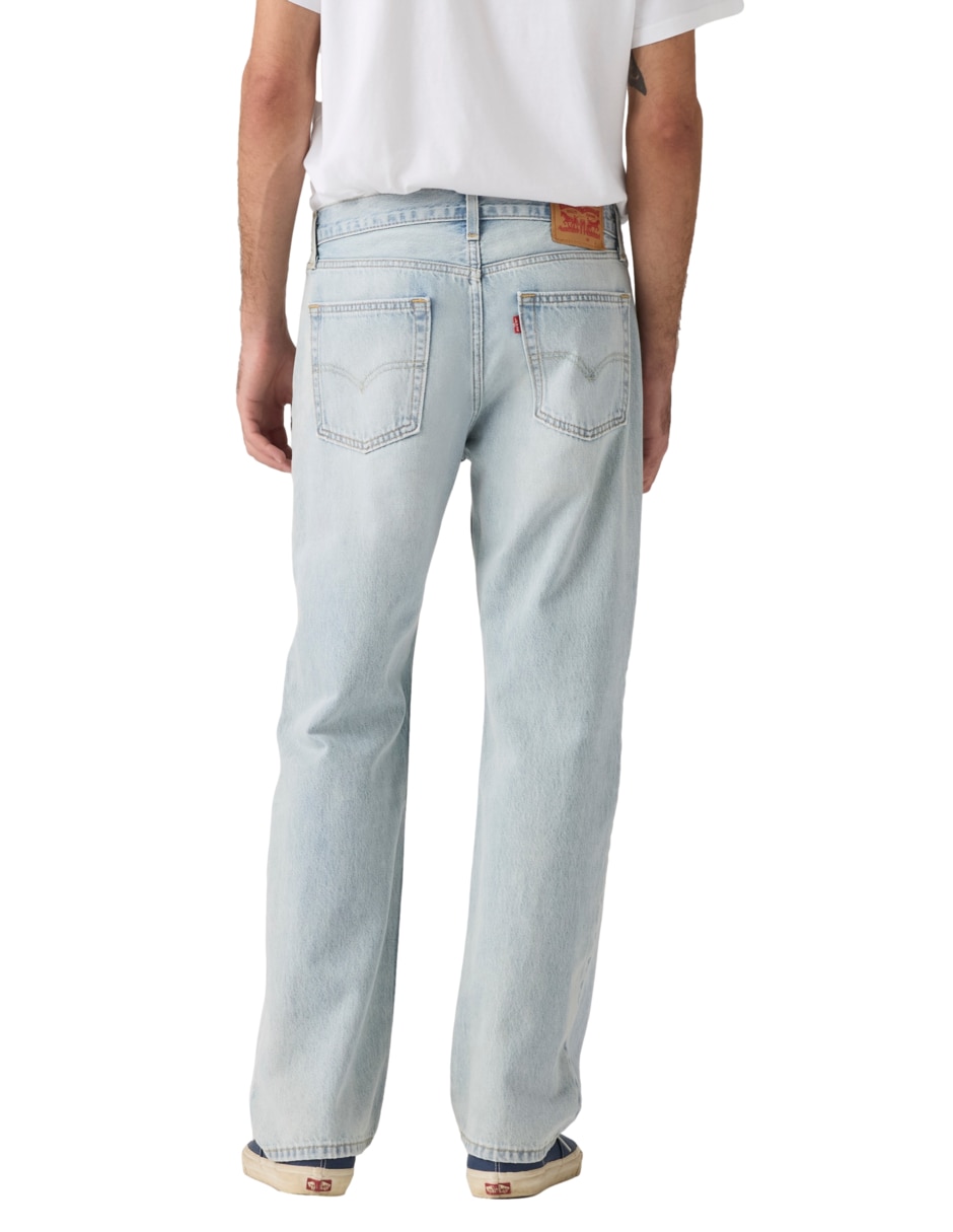 Jeans straight lavado claro para hombre 4