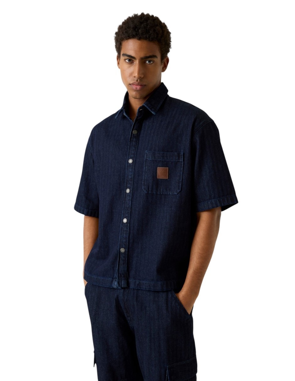 Camisa casual de algodón manga corta para hombre