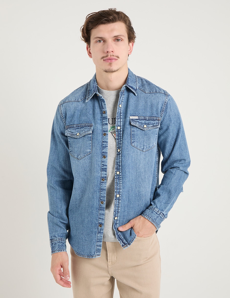 Camisa casual de algodón manga larga para hombre 2