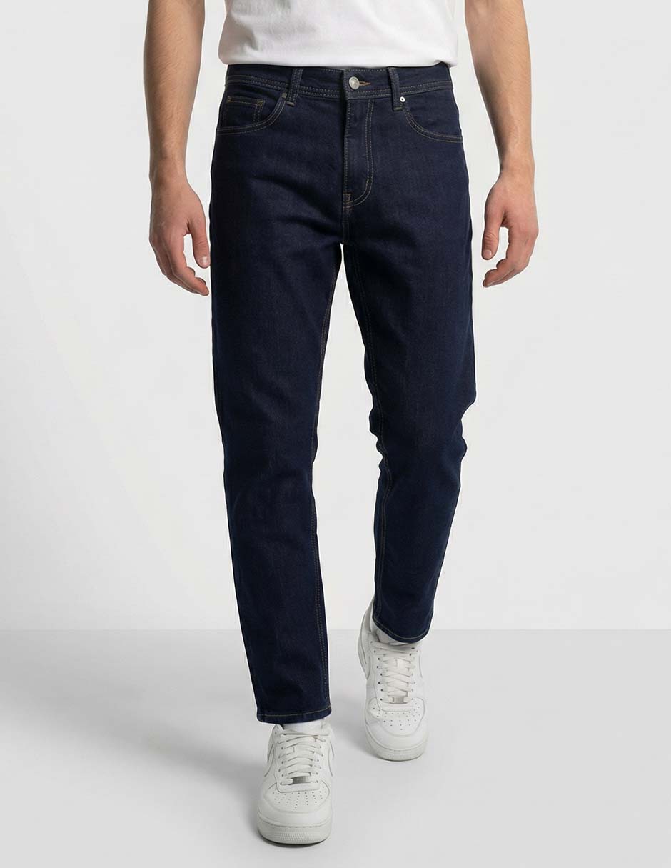 Jeans straight lavado obscuro para hombre