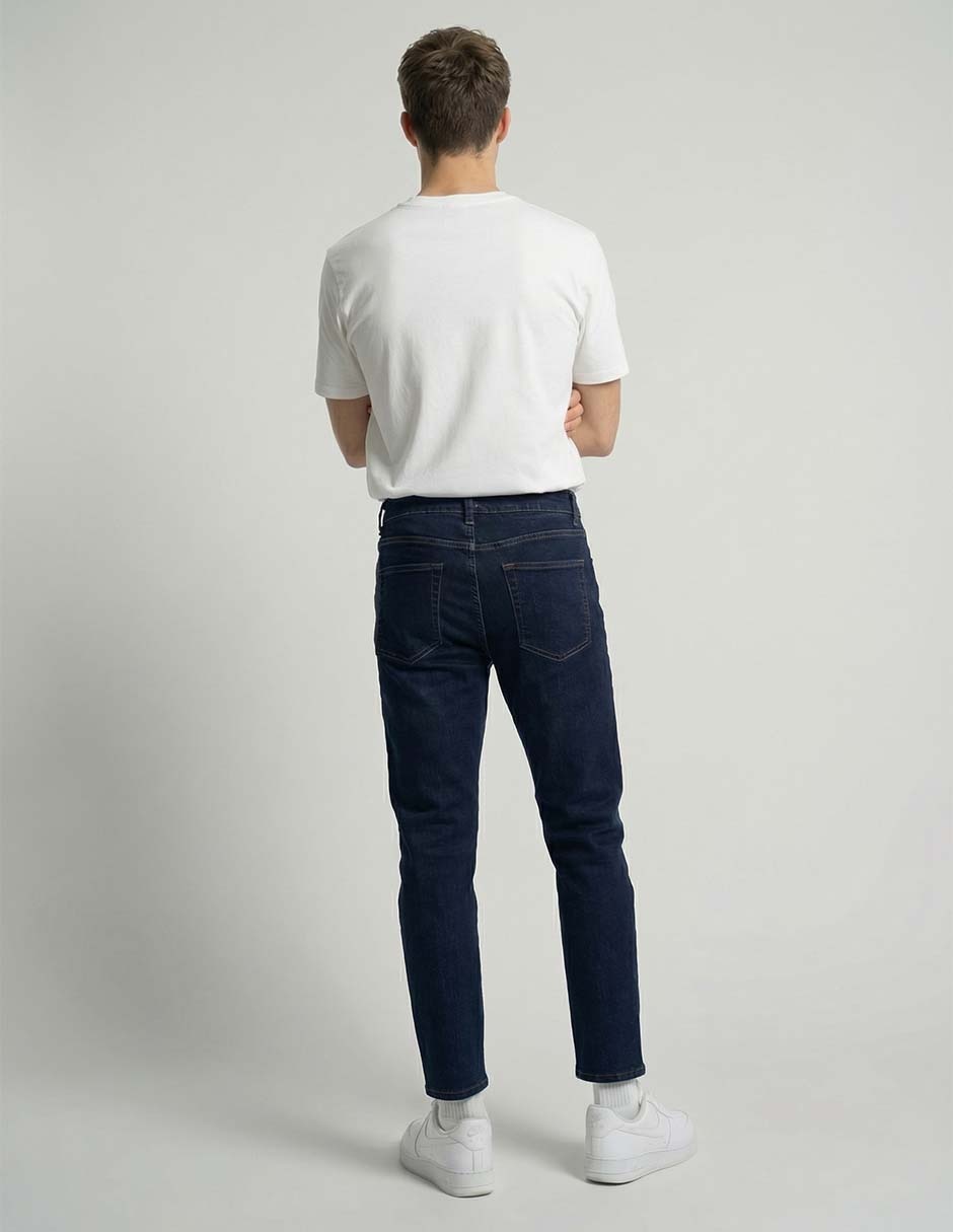 Jeans straight lavado obscuro para hombre 2