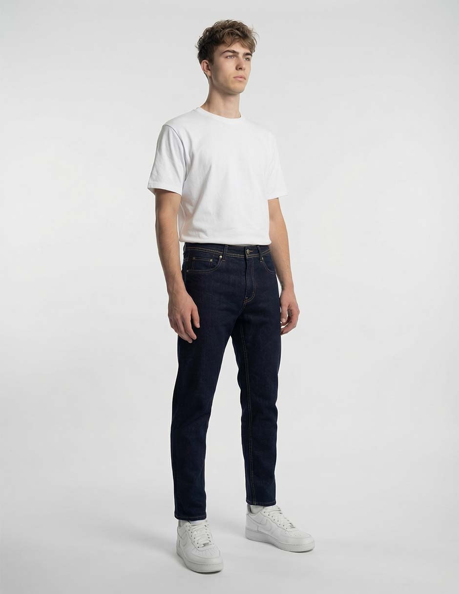 Jeans straight lavado obscuro para hombre 3