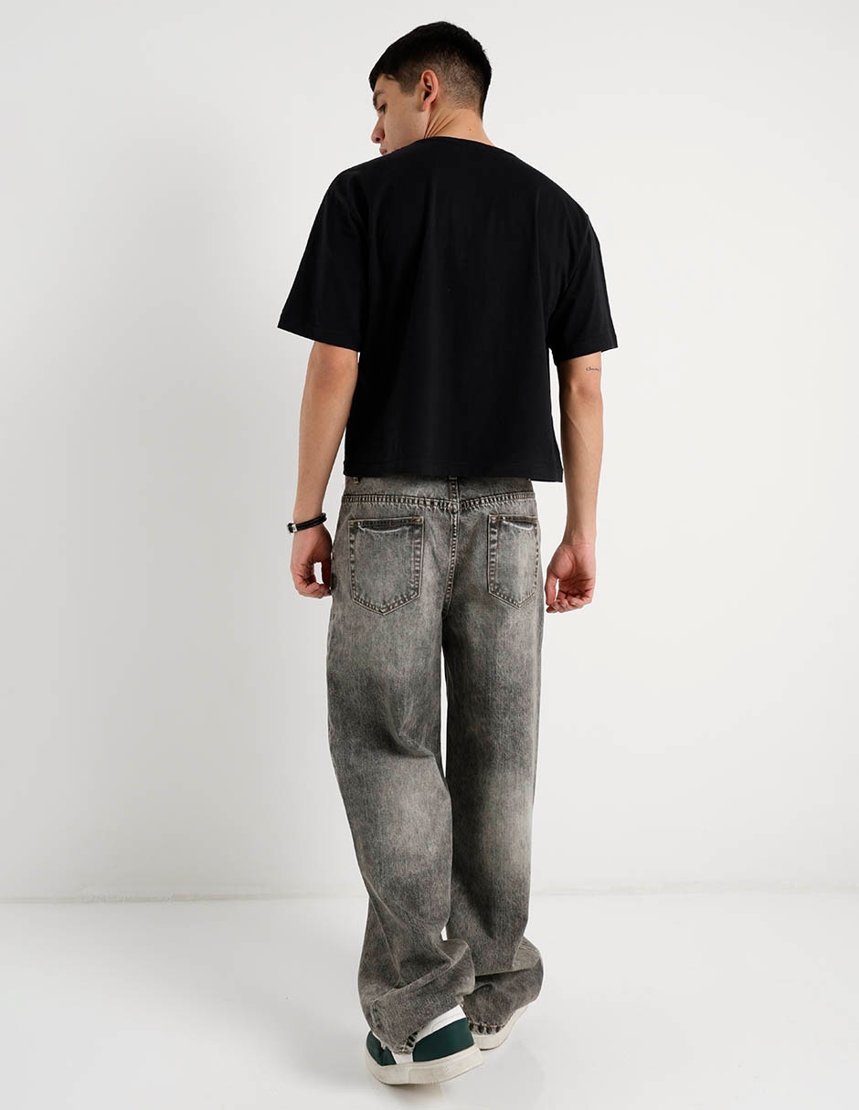 Jeans baggy lavado stone wash para hombre 6