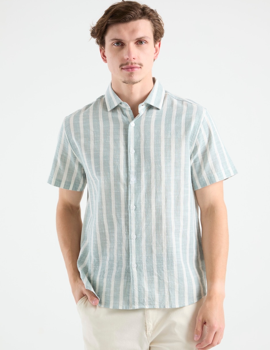 Camisa casual de algodón manga corta para hombre
