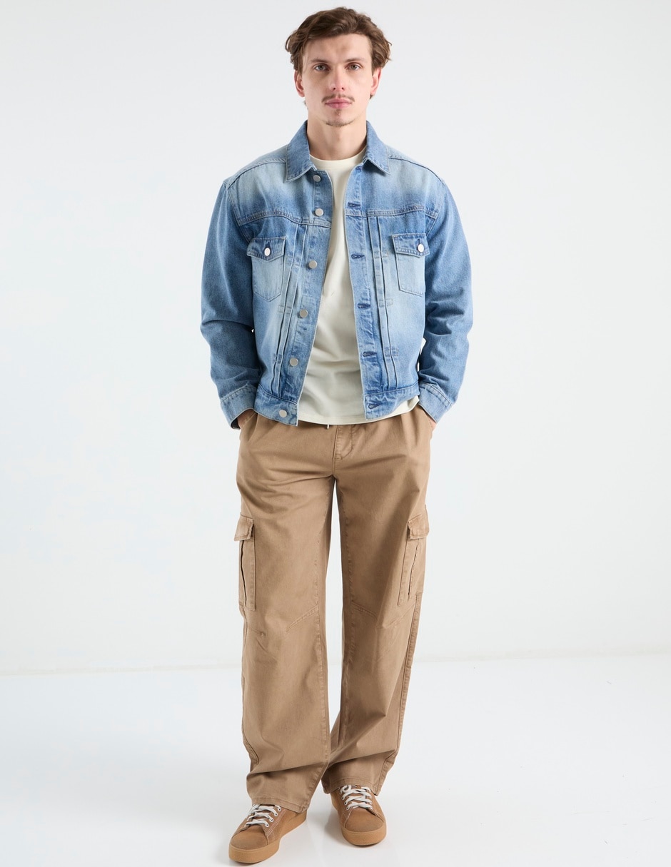 Chamarra denim con bolsillos para hombre 3