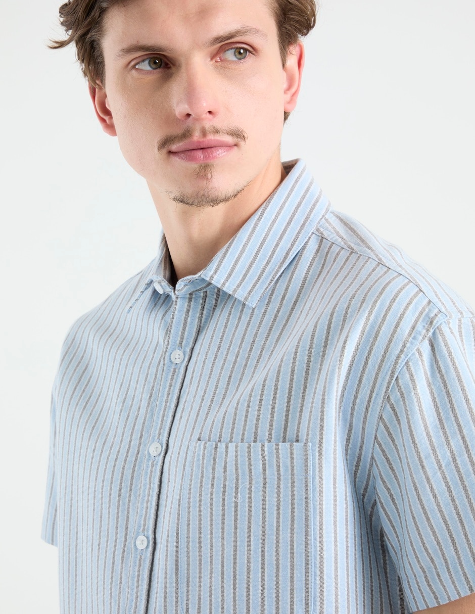 Camisa casual de algodón manga corta para hombre 4