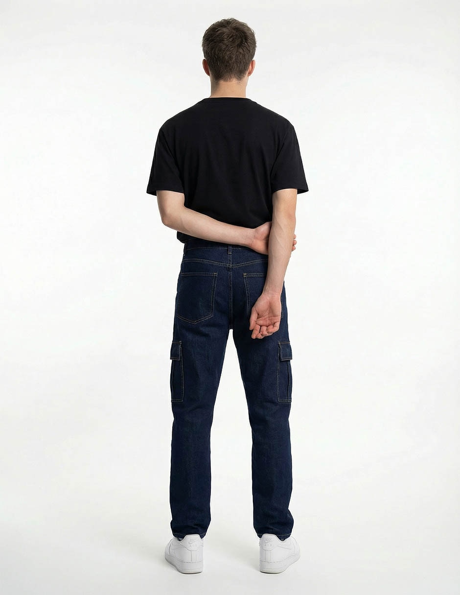 Jeans cargo relaxed lavado obscuro para hombre 2