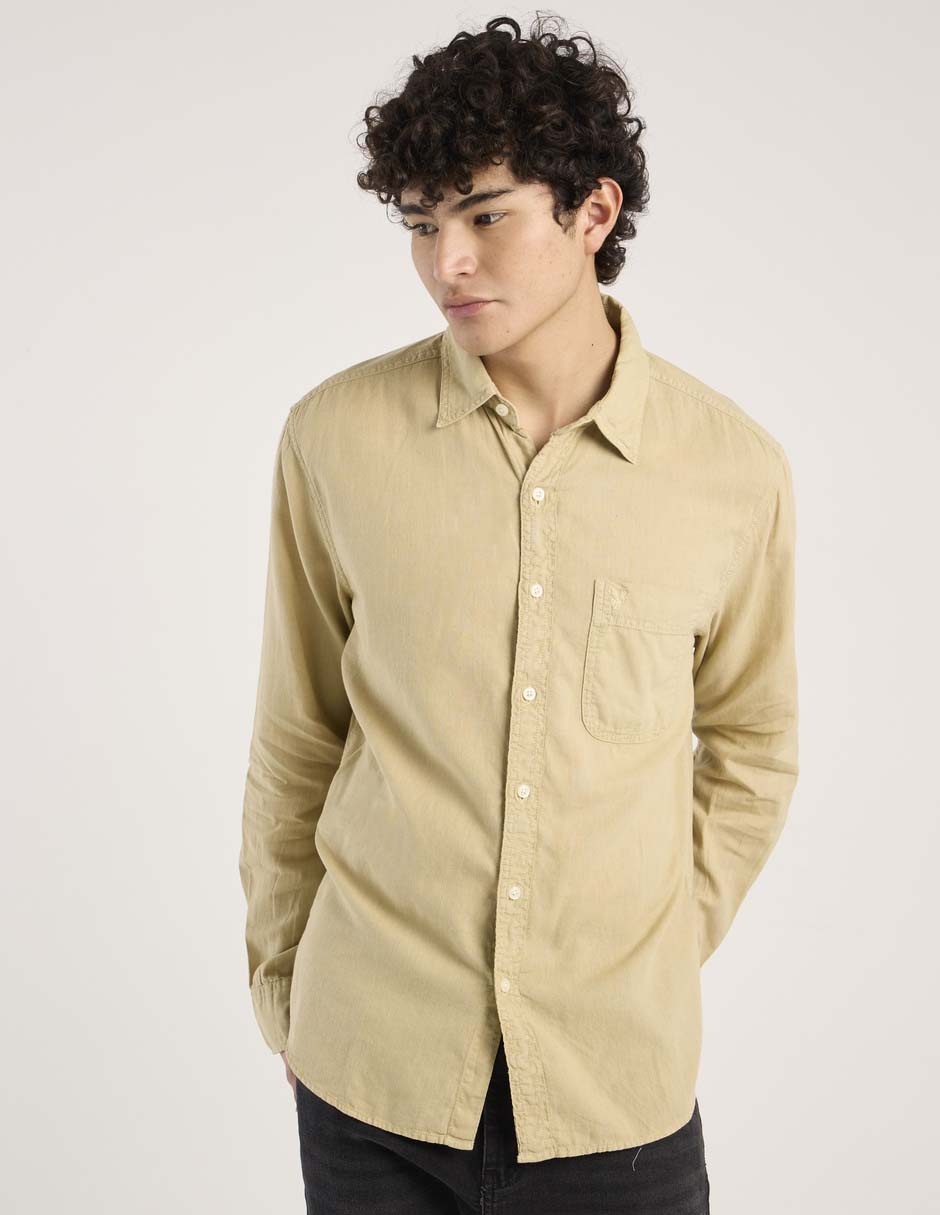 Camisa casual de lino manga larga para hombre 2
