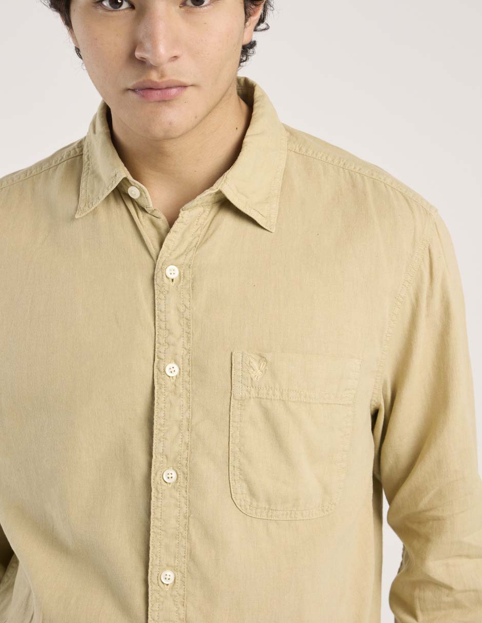 Camisa casual de lino manga larga para hombre 4