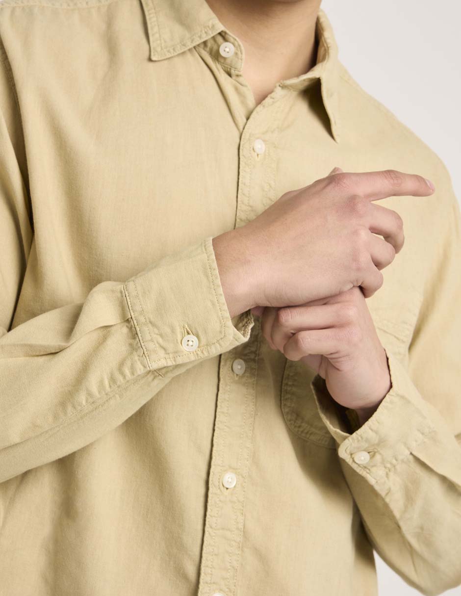 Camisa casual de lino manga larga para hombre 5