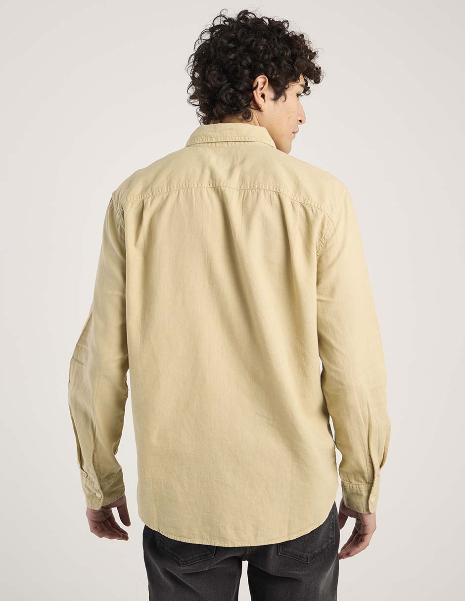 Camisa casual de lino manga larga para hombre 6