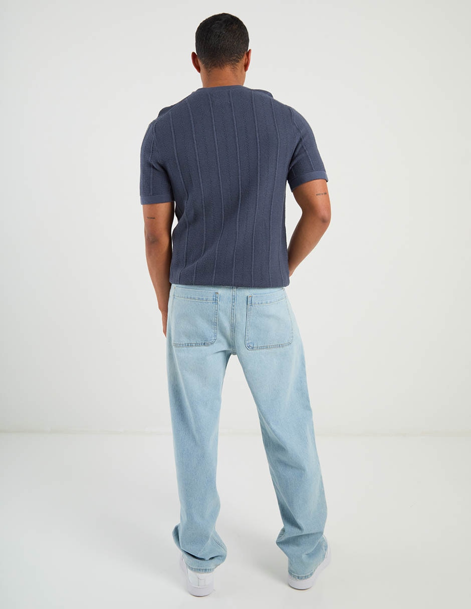 Jeans baggy lavado claro para hombre 6