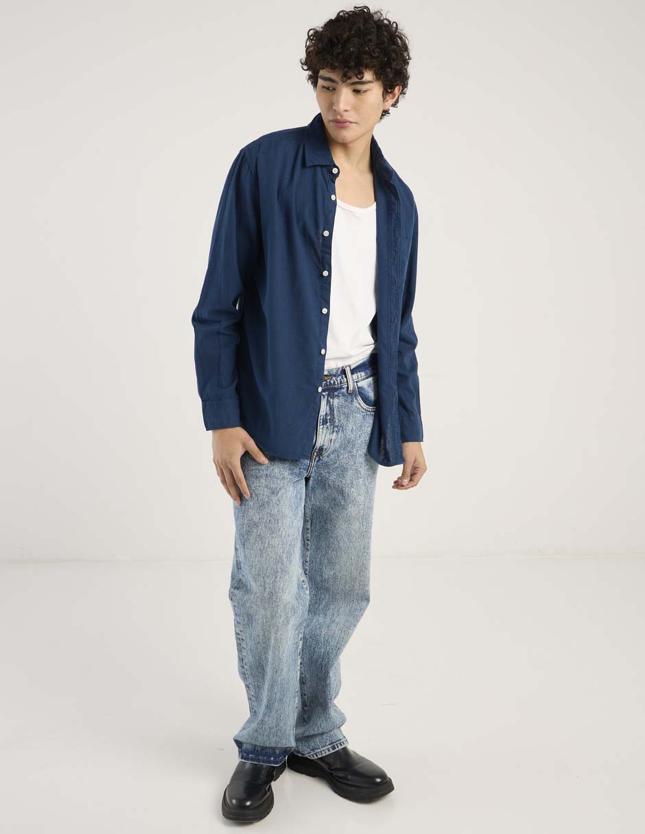 Camisa casual de lino manga larga para hombre 3