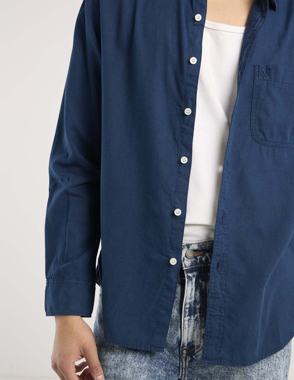 Camisa casual de lino manga larga para hombre 5