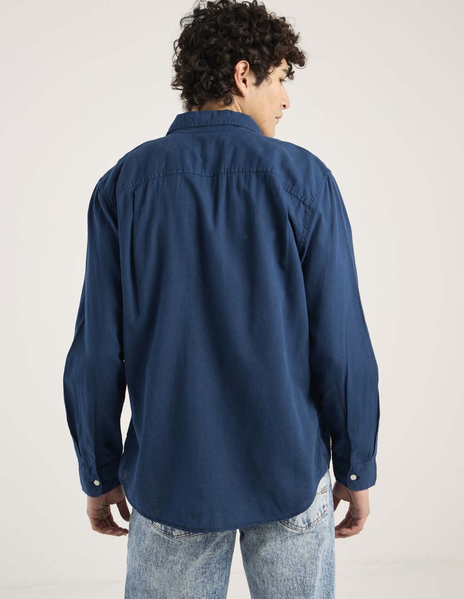 Camisa casual de lino manga larga para hombre 6