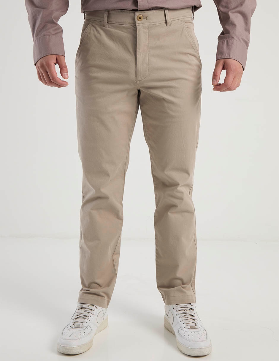 Pantalón casual chino regular de algodón para hombre 2