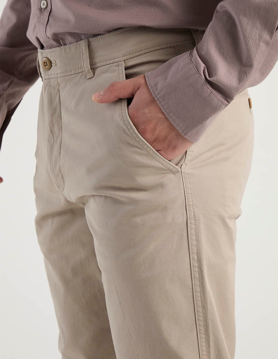 Pantalón casual chino regular de algodón para hombre 4