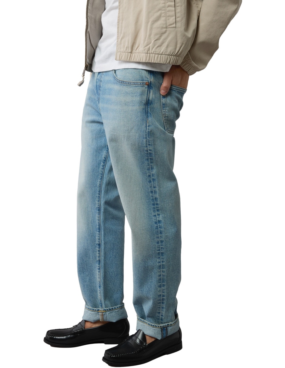 Jeans straight deslavado para hombre